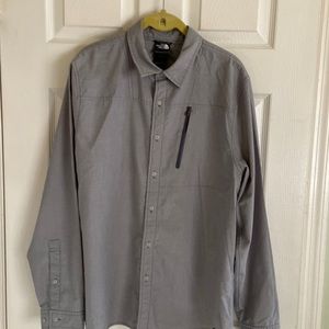 The North Face hiking camping gray button down mens shirt